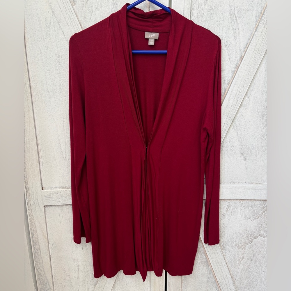 J.Jill Wearever Collection Lightweight Cardigan Women’s S Burgundy Clasp Front